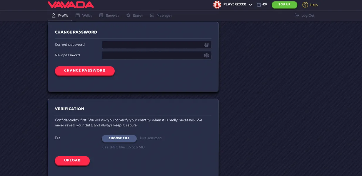 Potvrda računa i aktivacija profila nakon registracije Vavada Casino